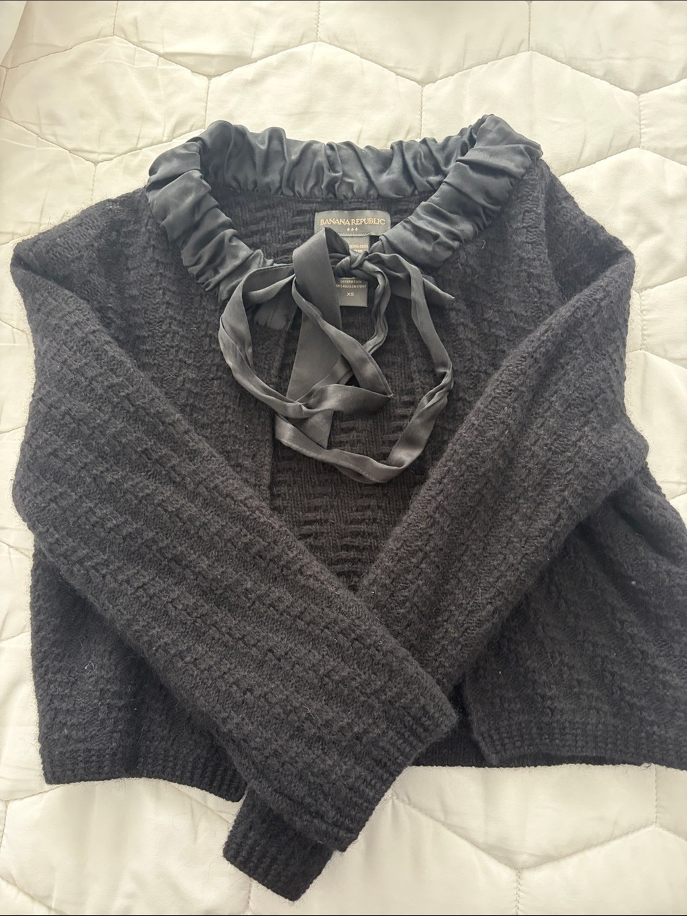Banana Republic Black Ruffle-Trim Knit Sweater